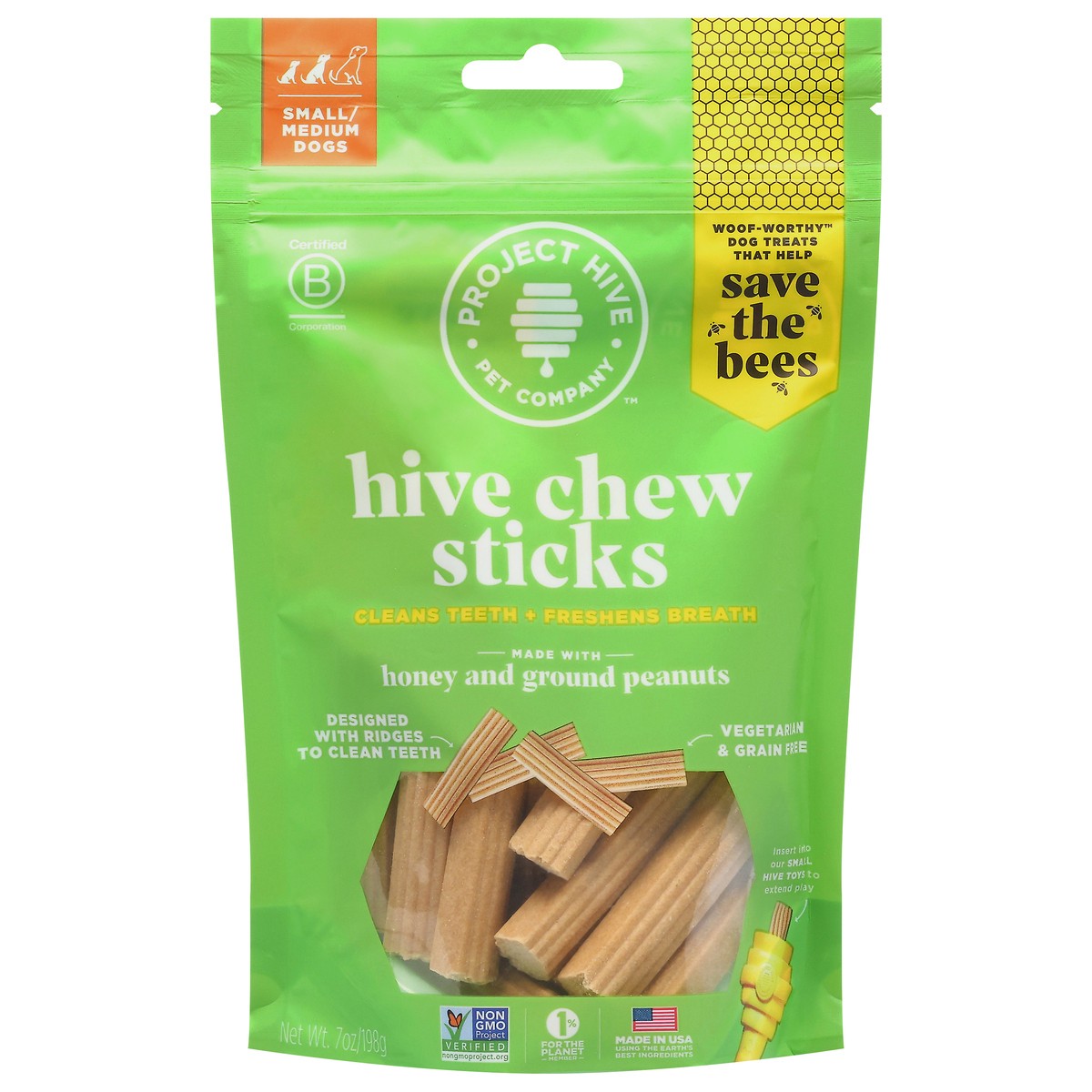 slide 14 of 15, Project Hive Pet Company Small/Medium Dogs Hive Chew Sticks Honey and Ground Peanuts Dog Treats 7 oz, 7 oz