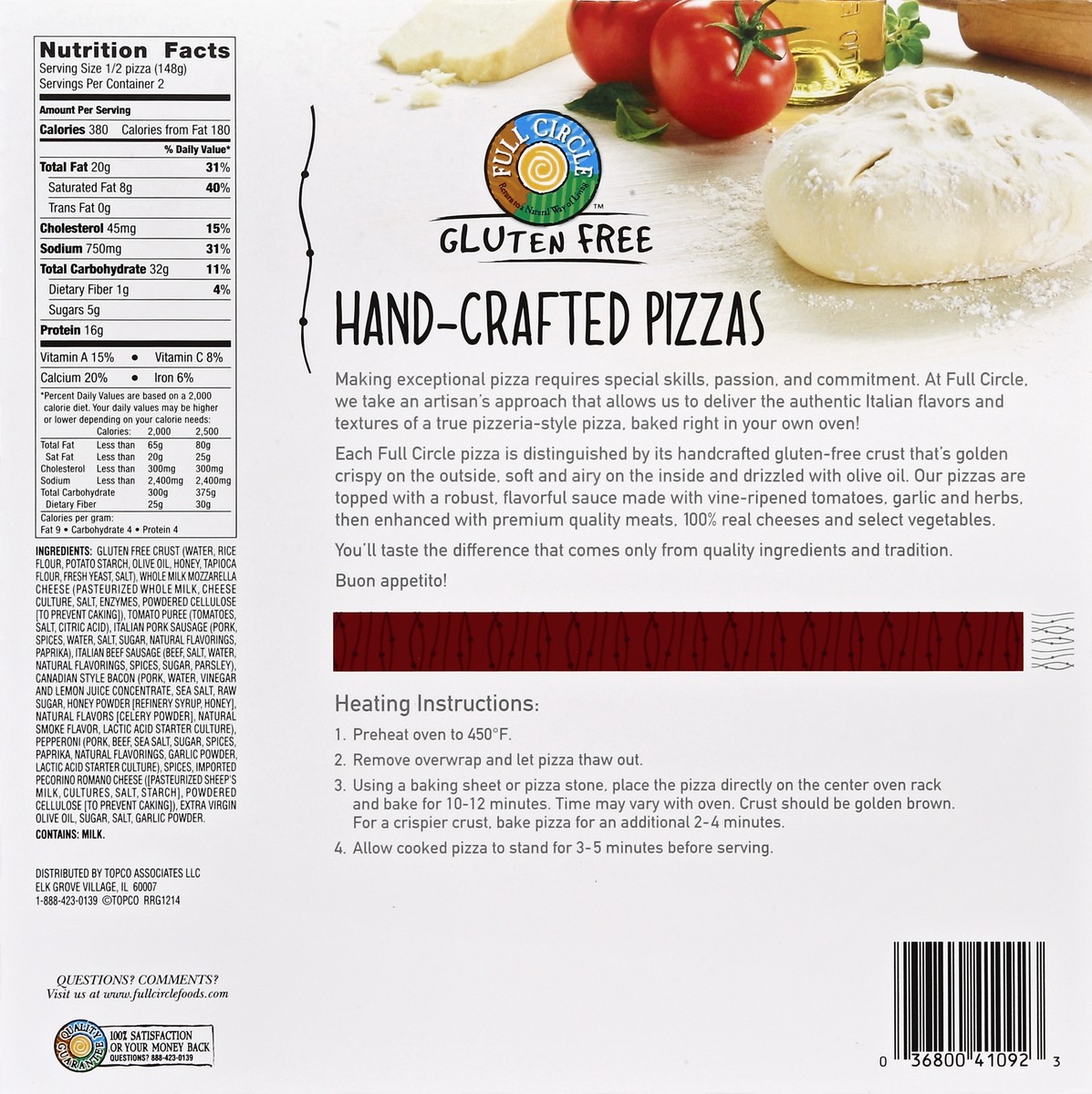 slide 2 of 6, Full Circle Market Gluten Free Quattro Carne Pizza, 10.4 oz