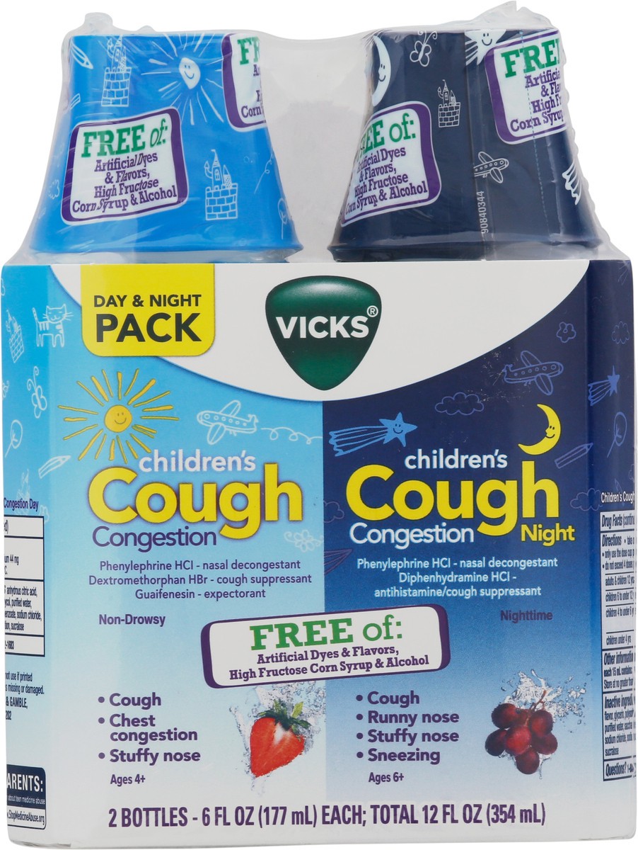 slide 1 of 11, Vicks Day & Night Pack Children's Cough Congestion 2-6 fl oz Bottles, 2 ct