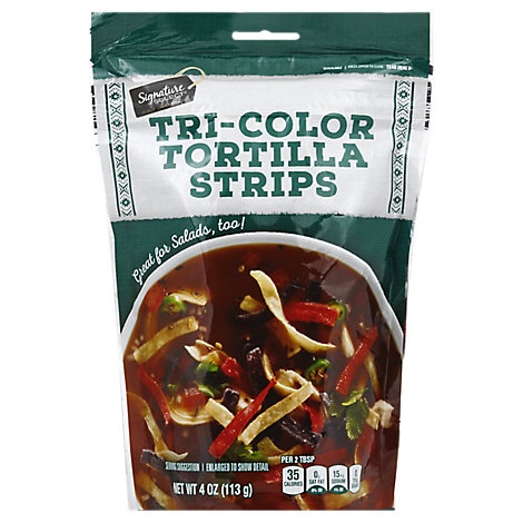 slide 1 of 1, Signature Select Tortilla Strips Tri-Color, 4 oz