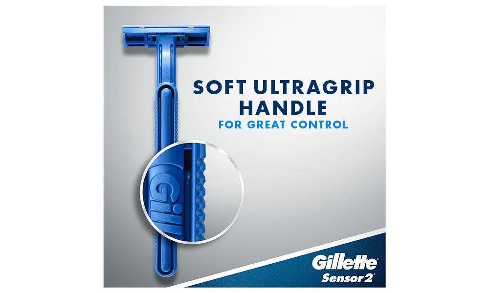 slide 7 of 8, Gillette Sensor2 Pivoting Head + Lubrastrip Men's Disposable Razors, 12 Count, 12 ct