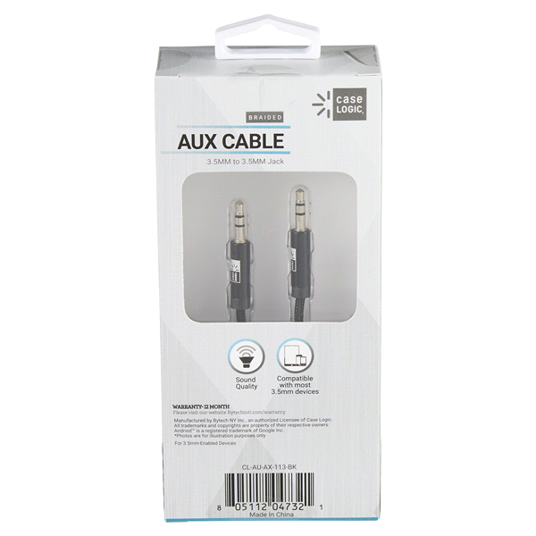 slide 20 of 29, Case Logic 10' AUX Cable Fabric-Black, 10 ft