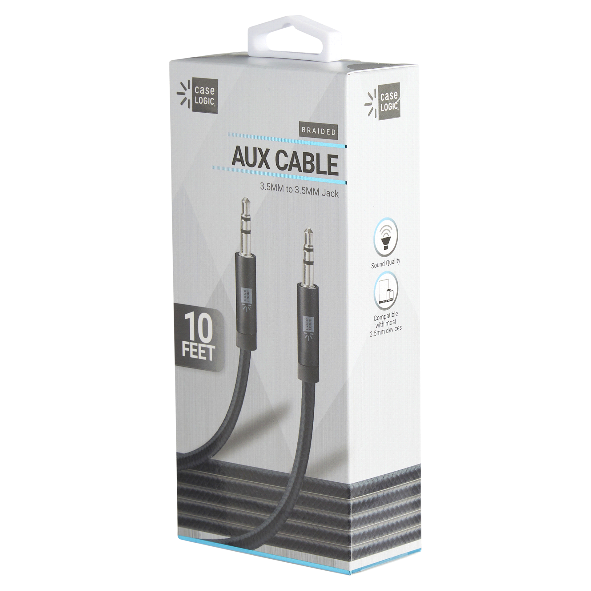 slide 9 of 29, Case Logic 10' AUX Cable Fabric-Black, 10 ft