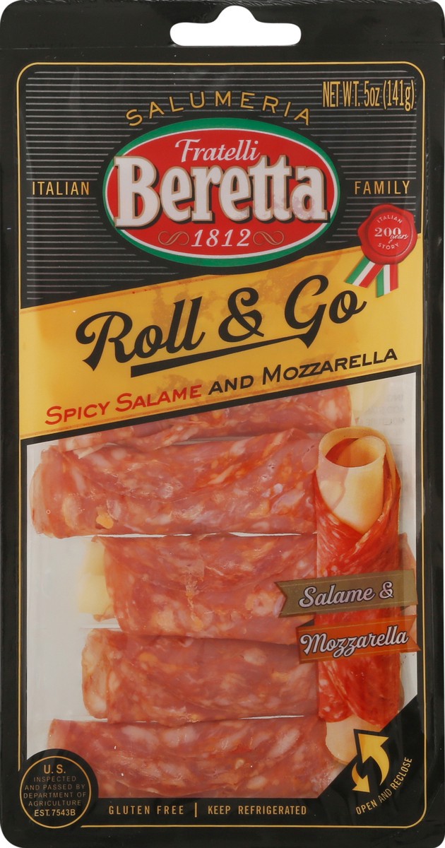 slide 6 of 14, Fratelli Beretta Roll & Go Spicy Salame & Mozzarella 5 oz, 5 oz