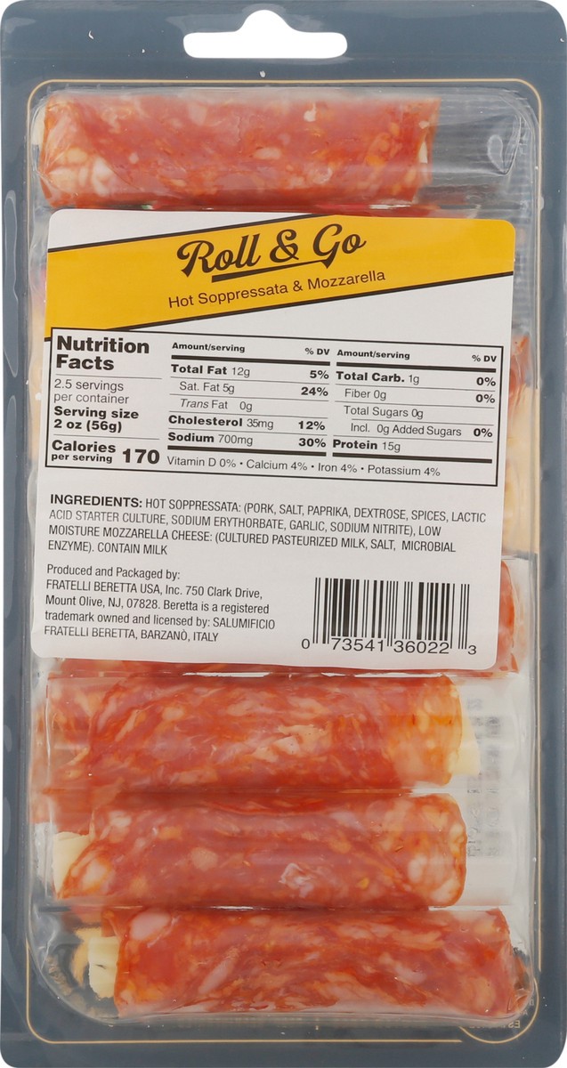 slide 2 of 14, Fratelli Beretta Roll & Go Spicy Salame & Mozzarella 5 oz, 5 oz