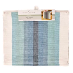 Room & Retreat Ombre Stripe Ribbed Runner, Blue, 14 In X 72 In