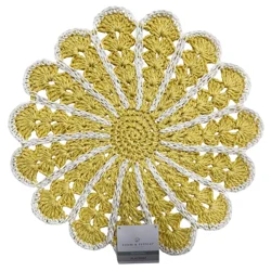 Room & Retreat Blossom Round Paper Placemat, Soft Yellow, 15 In