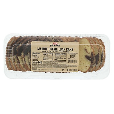 slide 1 of 1, H-E-B Bakery Marble Creme Loaf Cake with Streusel Topping, 16.2 oz