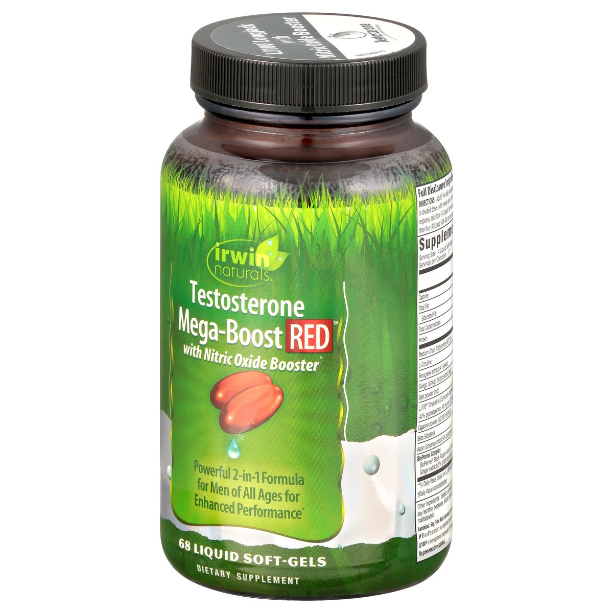 slide 3 of 12, Irwin Naturals Mega-Boost Red Men Nitric Oxide Booster Testosterone 68 Liquid Soft-Gels, 68 ct