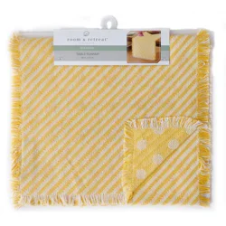 Room & Retreat Diagonal Stripe Table Runner, Yellow, 14 In X 72 In