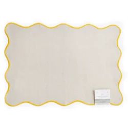 Room & Retreat Samara Scallop Placemat, Natural/yellow, 13 In X 19 In