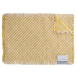 Room & Retreat Diagonal Stripe S/2 Placemat, Yellow, 13 In X 19 In