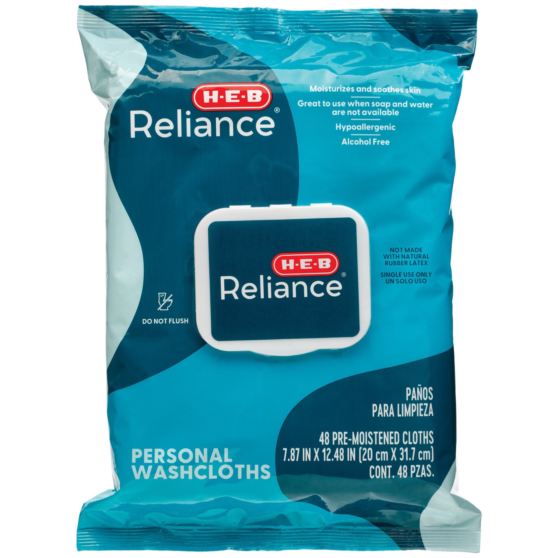 slide 1 of 1, H-E-B Reliance Personal Washcloths, 48 ct