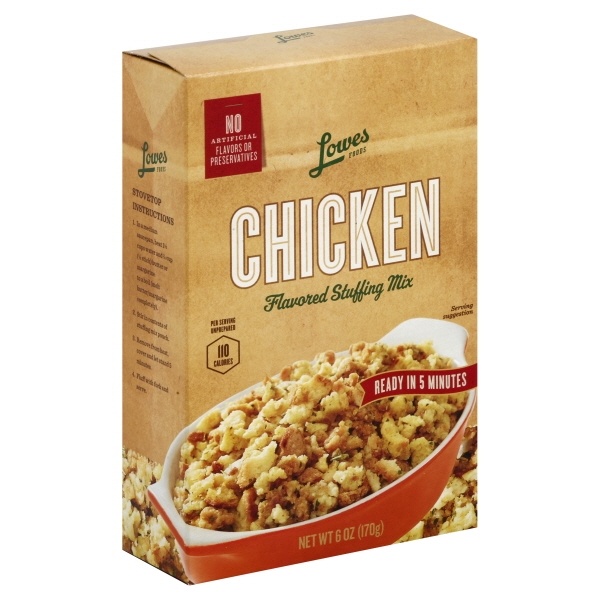 slide 1 of 1, Lowes Foods Chicken Flavored Stuffing Mix, 6 oz