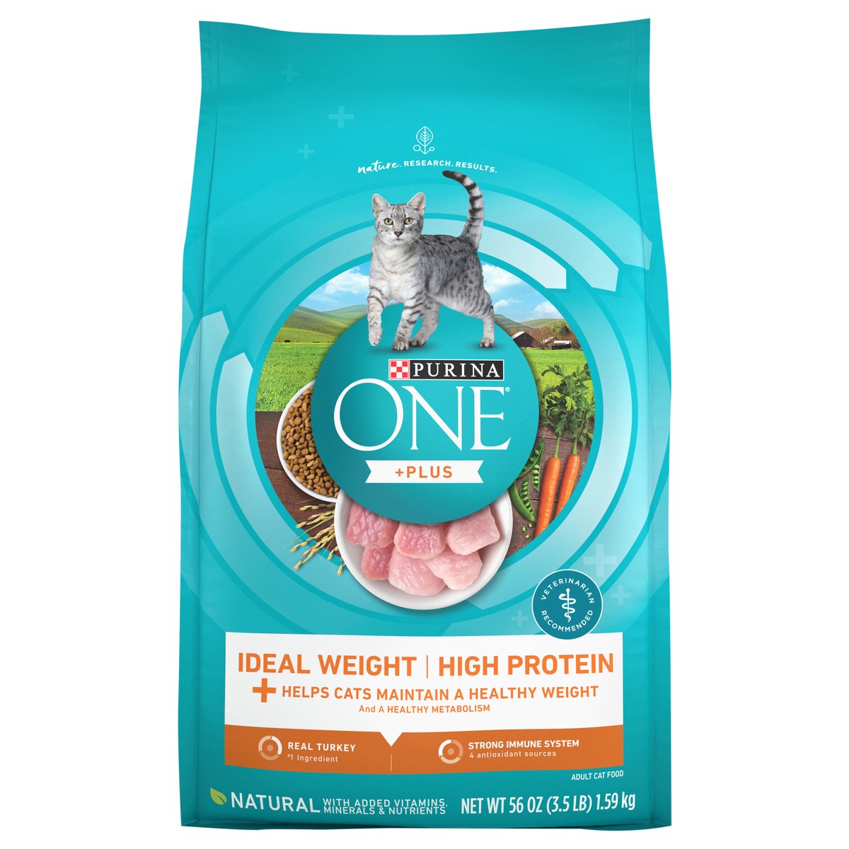 slide 1 of 9, Purina ONE Healthy Metabolism Adult Premium Cat Food, 3.5 lb
