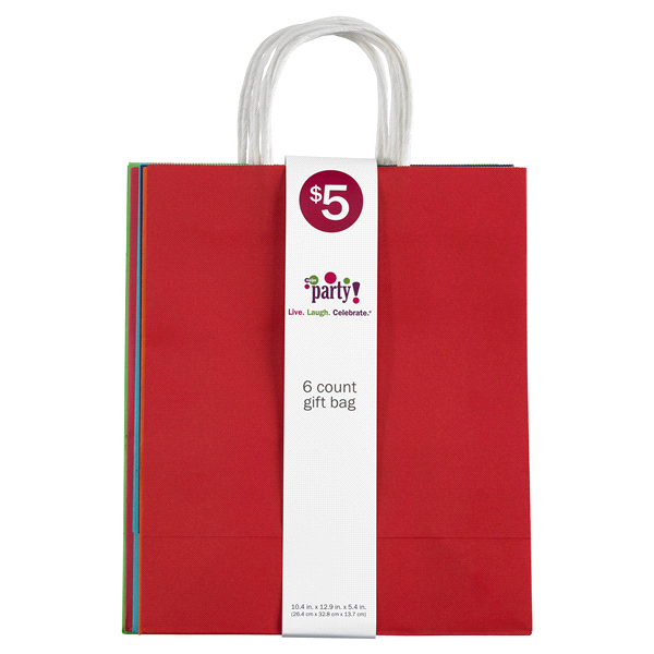 slide 1 of 5, Meijer Multi-color Gift Bags, Assorted Styles, 6 ct