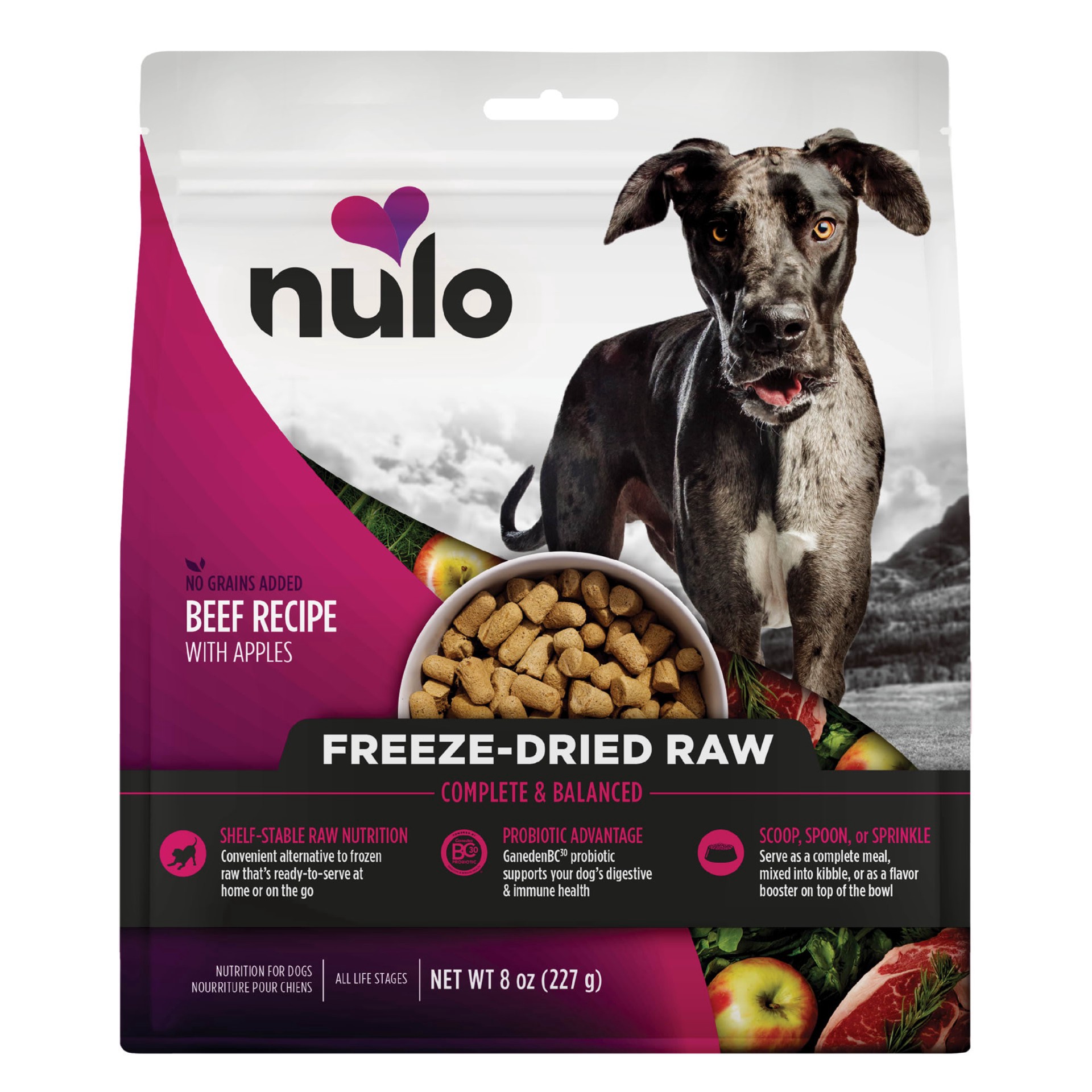 slide 1 of 1, Nulo Beef & Apples Freeze-Dried Raw Dog Food, 8 oz