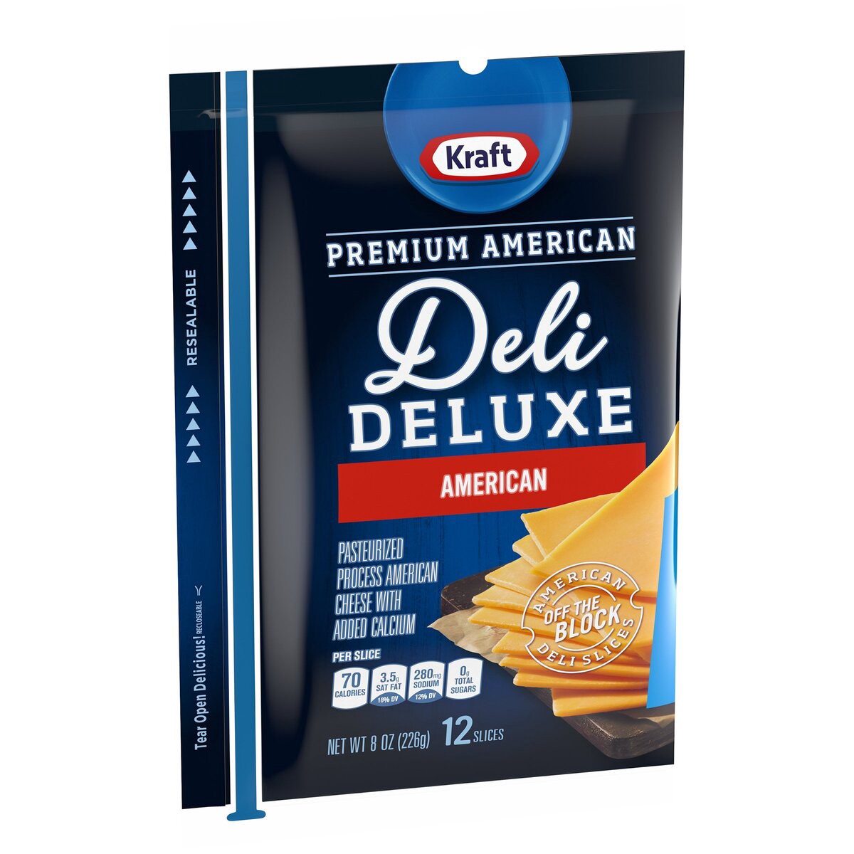 slide 2 of 8, Kraft Premium American Deli Deluxe Cheese Slices, 12 ct - 8.0 oz Wrapper, 8 oz