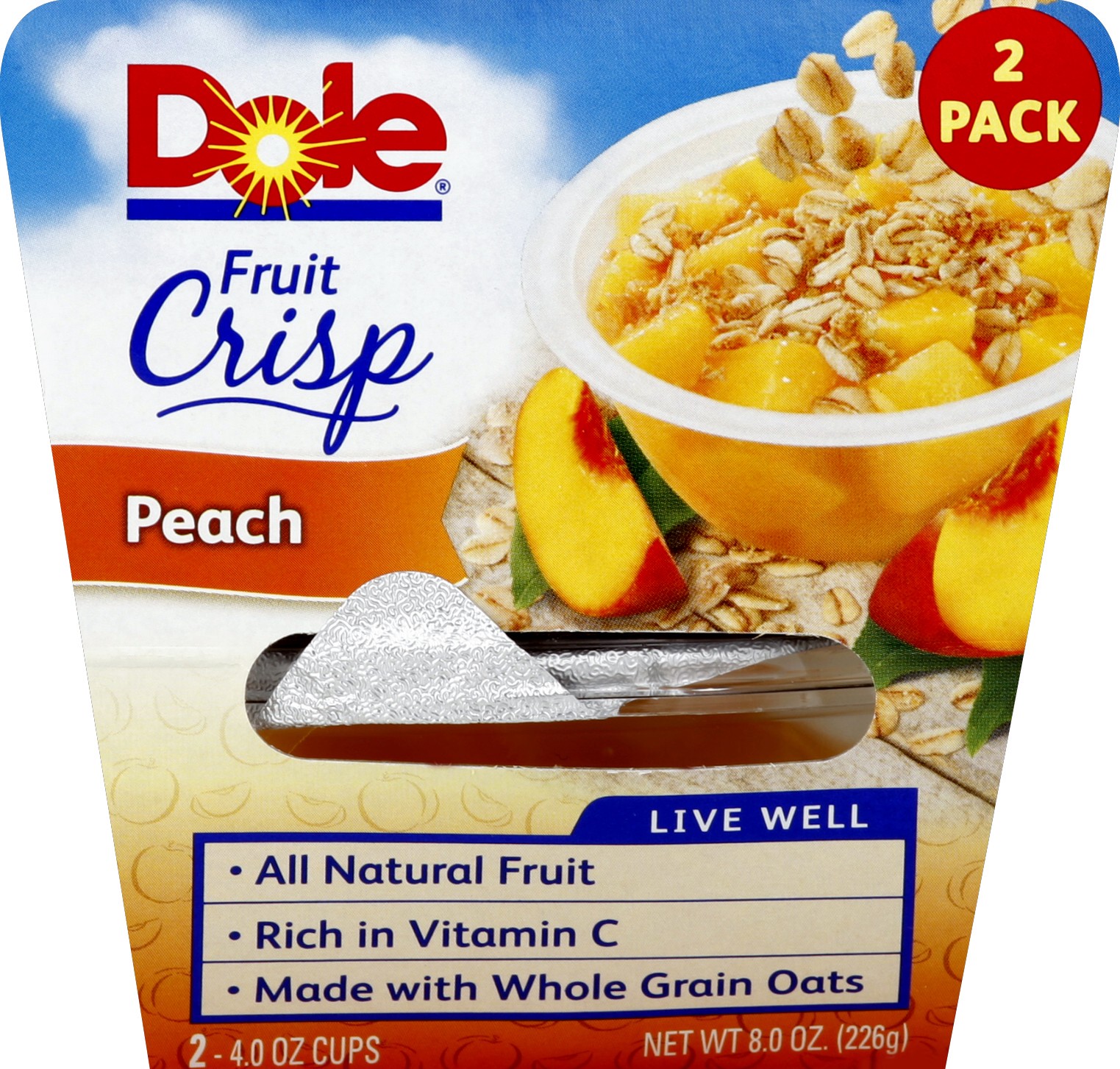 slide 1 of 4, Dole Peach Fruit Crisp, 2 ct; 4 oz