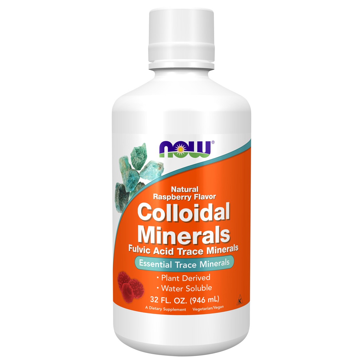 slide 1 of 4, NOW Colloidal Minerals, Natural Raspberry Flavor Liquid - 32 fl. oz., 32 oz