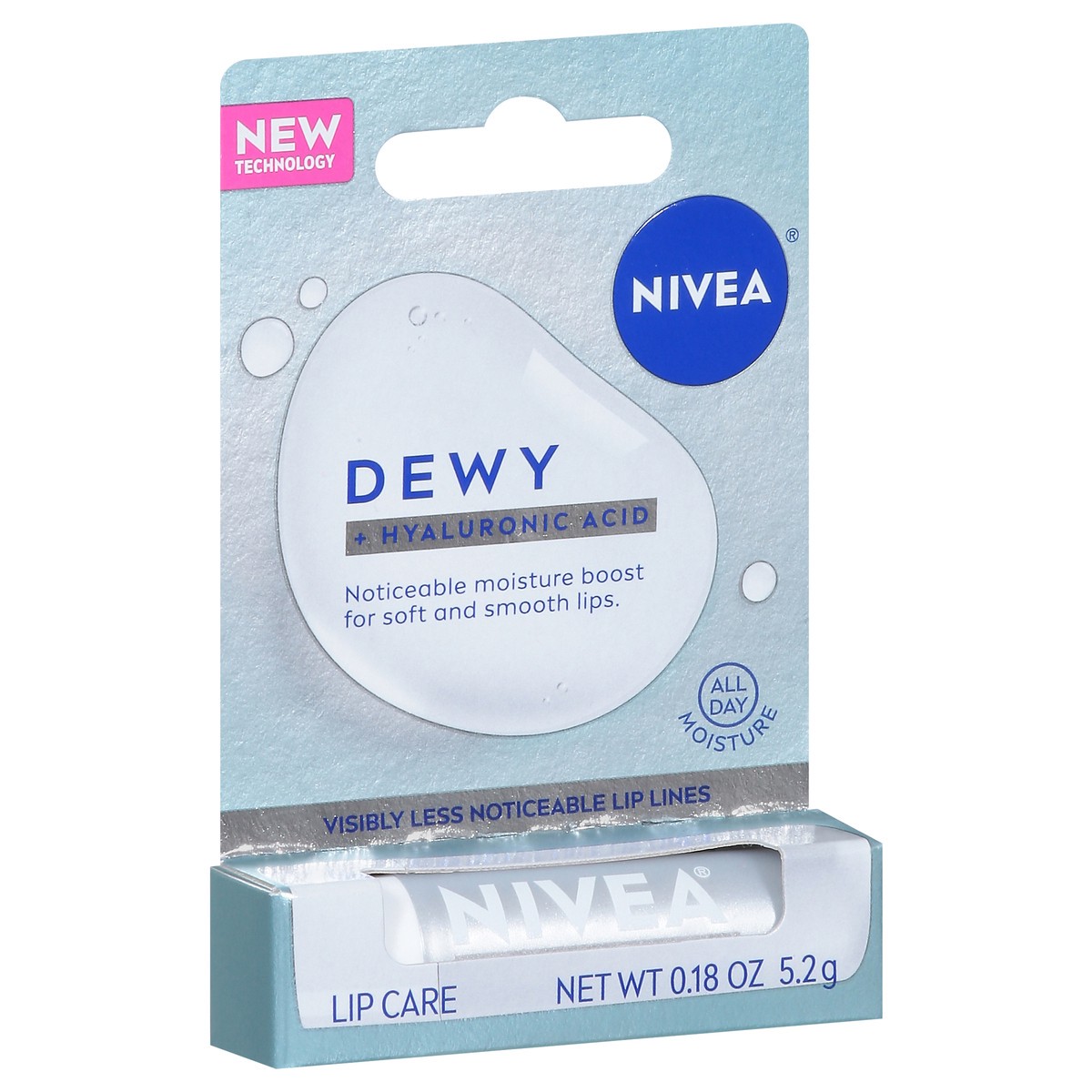 slide 9 of 12, Nivea Dewy Lip Care with Hyaluronic Acid Lip Balm, 0.18 Oz Tube, 0.18 oz