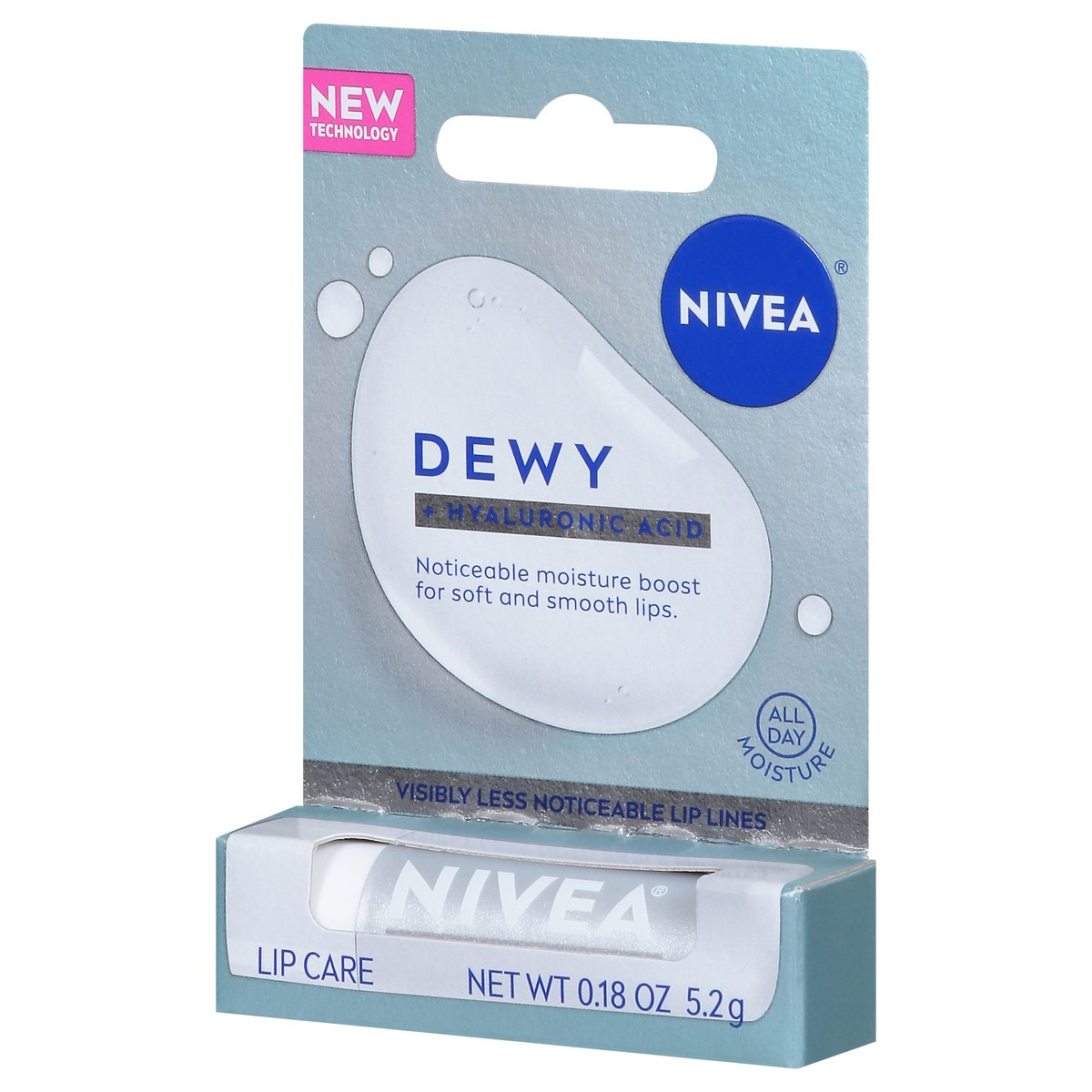 slide 3 of 12, Nivea Dewy Lip Care with Hyaluronic Acid Lip Balm, 0.18 Oz Tube, 0.18 oz