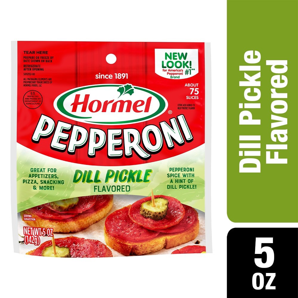 slide 1 of 4, Hormel® Dill Pickle Flavored Pepperoni, 5 oz