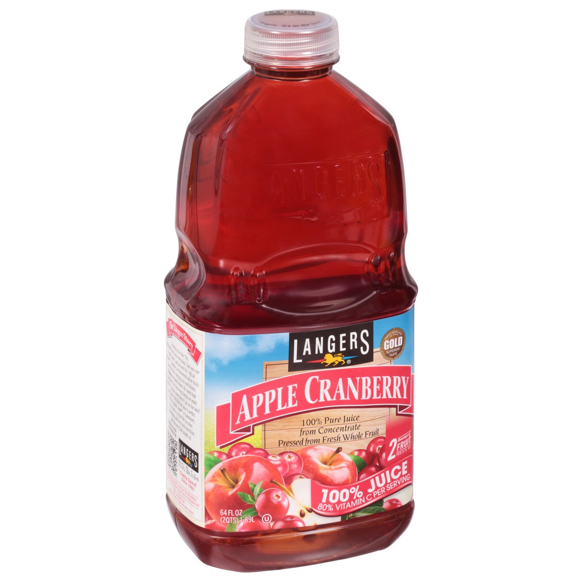 slide 2 of 9, Langers Apple Cranberry 100% Juice - 64 fl oz, 64 fl oz