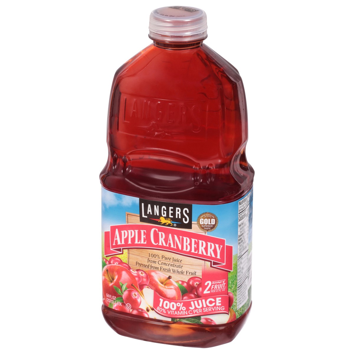 slide 3 of 9, Langers Apple Cranberry 100% Juice - 64 fl oz, 64 fl oz