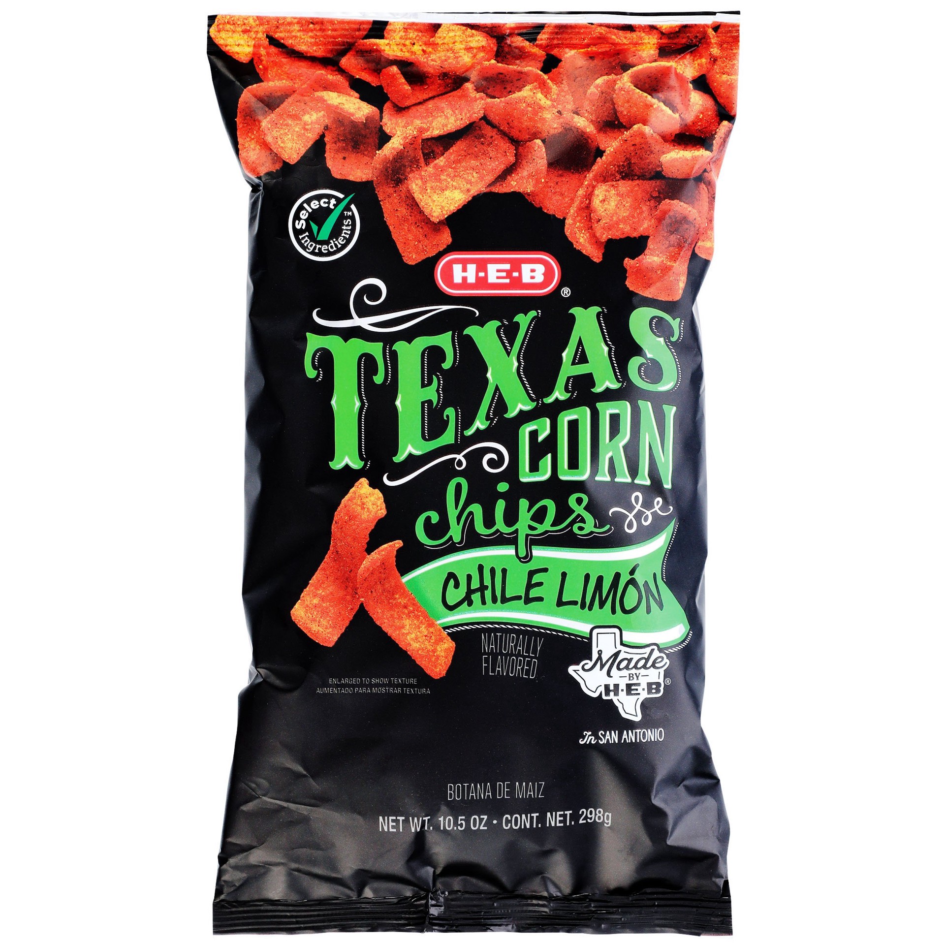 slide 1 of 1, H-E-B Texas Corn Chips - Chile Limón, 10.5 oz