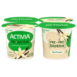 Activia Proactive Vanilla Probiotic Yogurt, Probiotic Low Fat Yogurt Cups, 5.3 Oz, 4 Ct