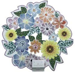 Room & Retreat Tossed Garden Round Placemat, Green, 15 In