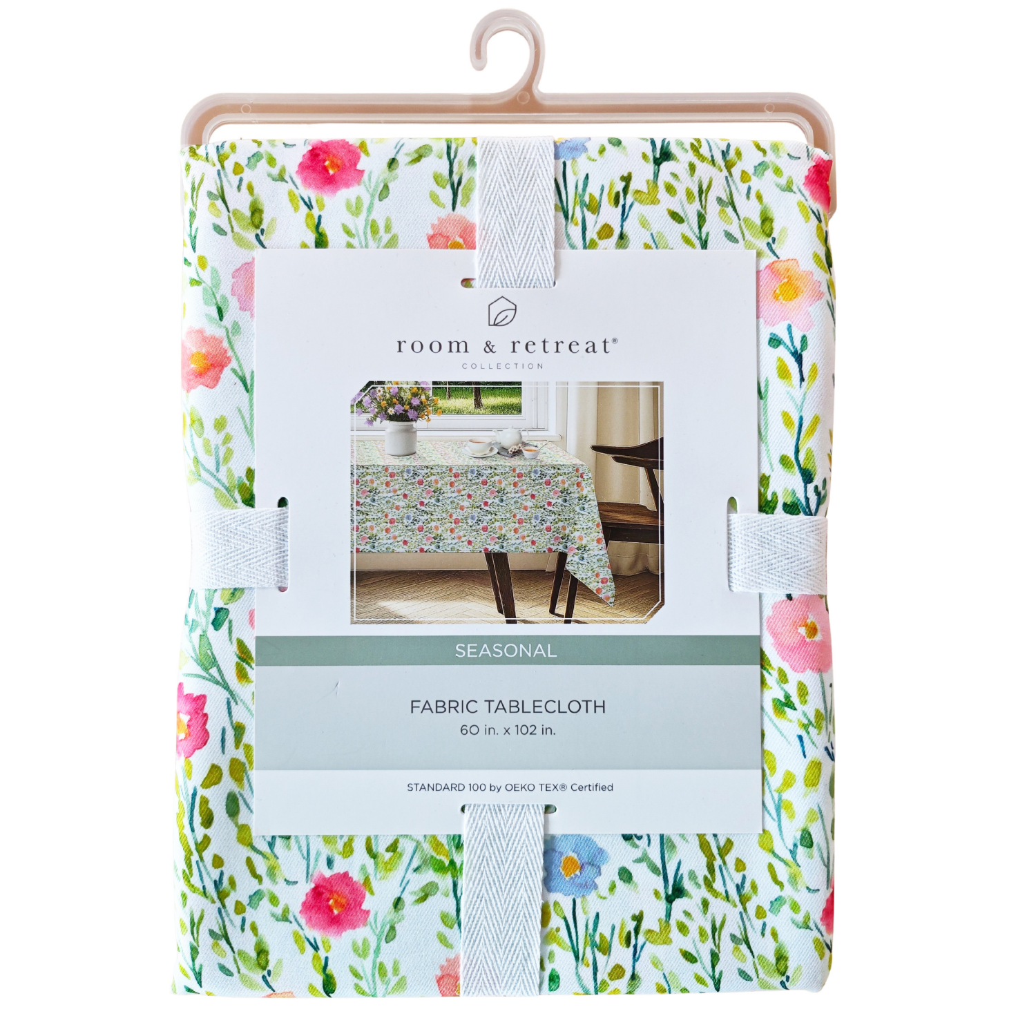 slide 1 of 8, Room & Retreat Marion Floral Oblong Printed Tablecloth, Multi, 60 In X 102 In, 60 x 102