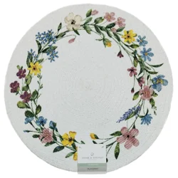 Room & Retreat Eliora Floral Wreath Round Placemat, Multi, 15 In