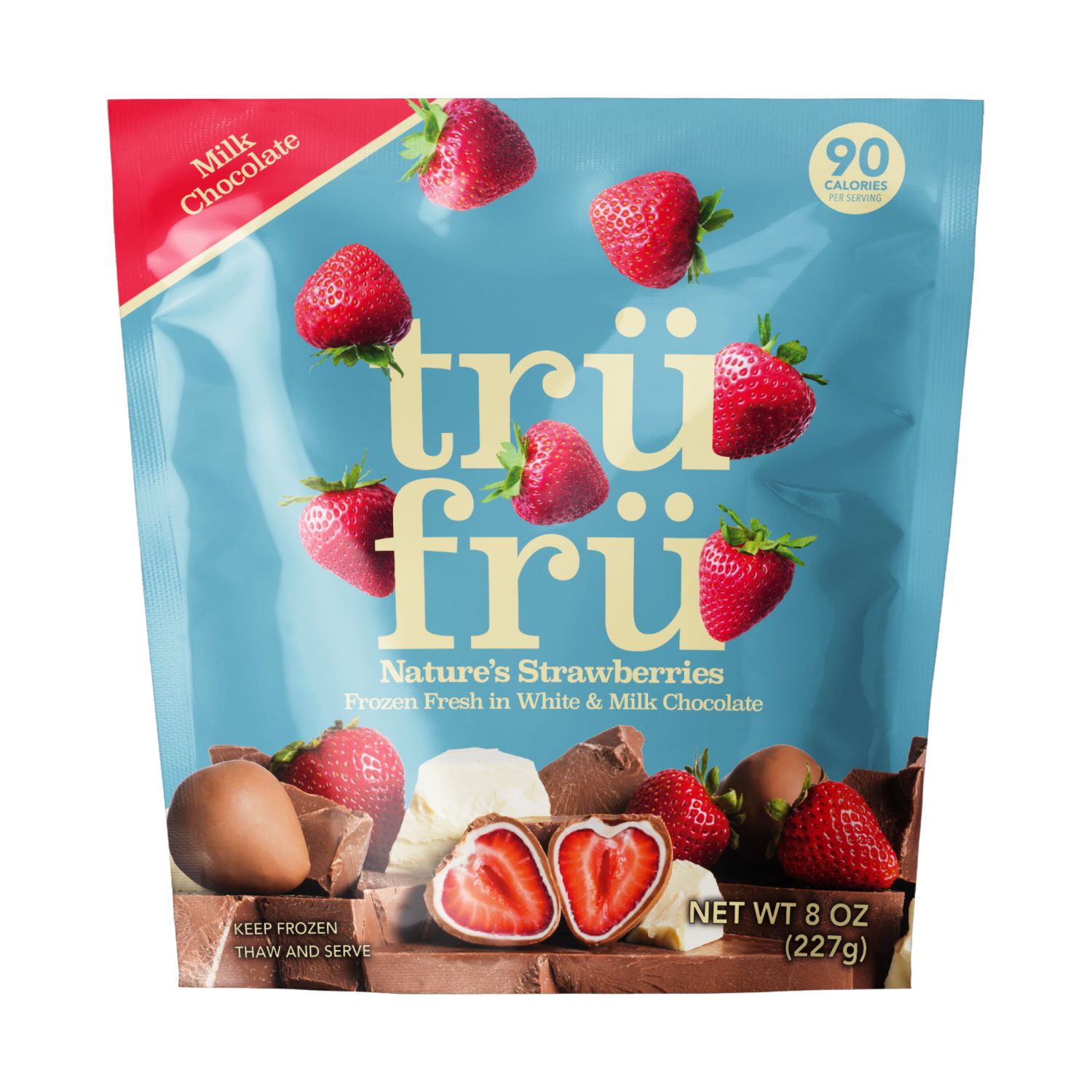 slide 1 of 4, Tru Fru Nature's Strawberries Frozen Fresh in White & Milk Chocolate, 8 oz