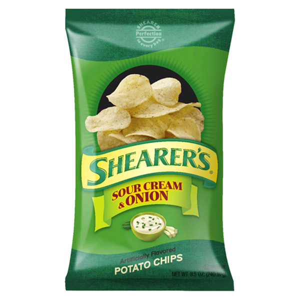 slide 1 of 1, Shearer's Sour Cream and Onion Potato Chips, 8.5 oz