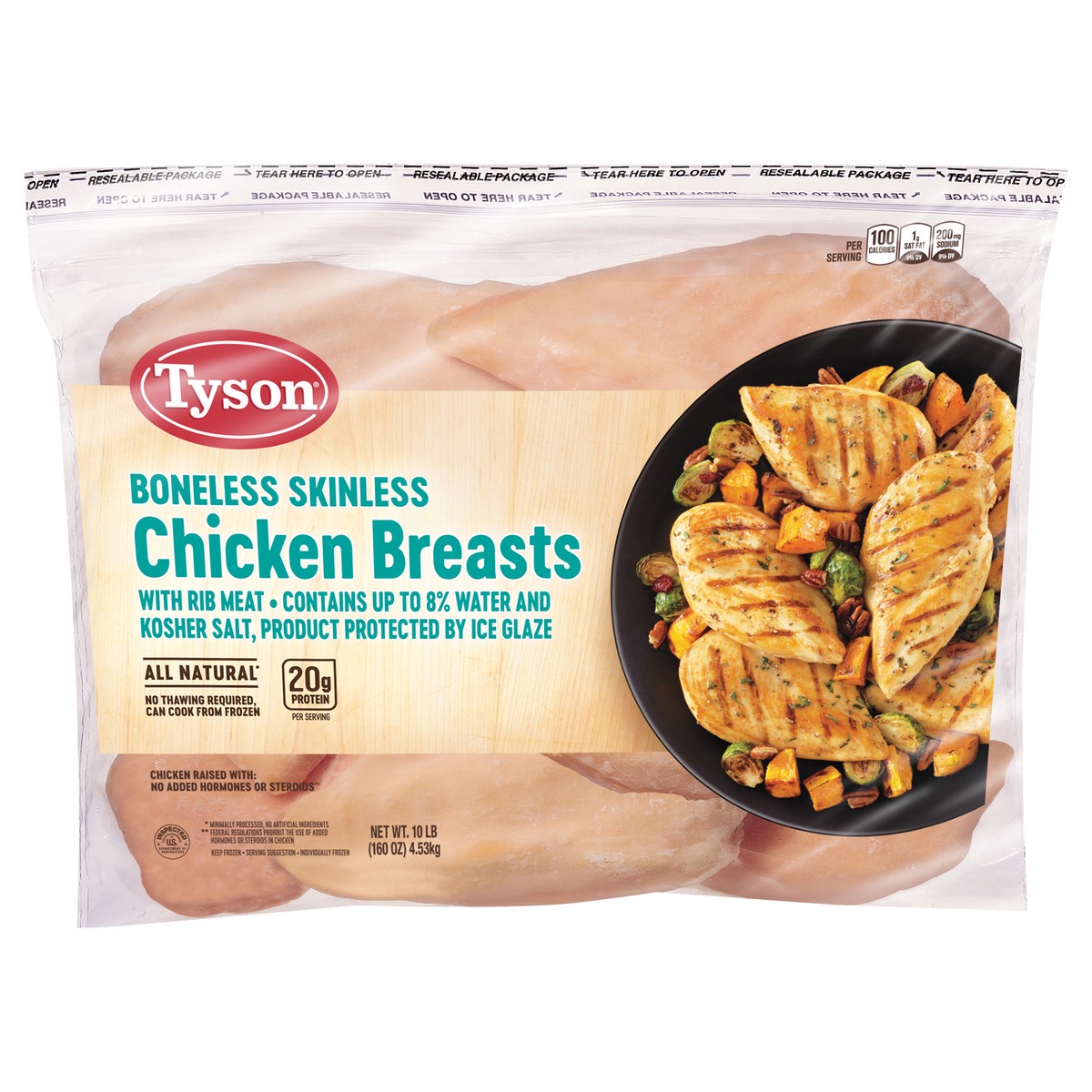 slide 2 of 11, Tyson Boneless Skinless Chicken Breasts, 10 lb. (Frozen), 