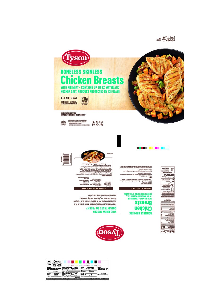 slide 6 of 11, Tyson Boneless Skinless Chicken Breasts, 10 lb. (Frozen), 