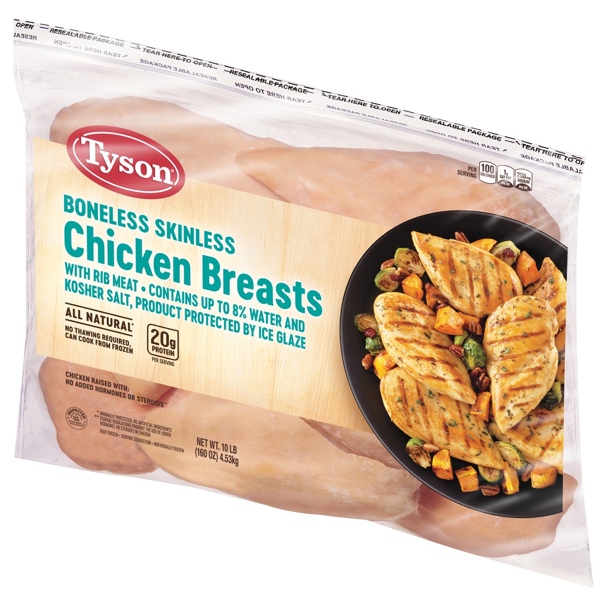 slide 7 of 11, Tyson Boneless Skinless Chicken Breasts, 10 lb. (Frozen), 