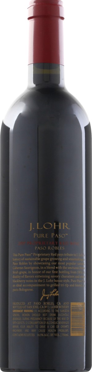 slide 5 of 9, J. Lohr Pure Paso Proprietary Red Wine, 750 ml