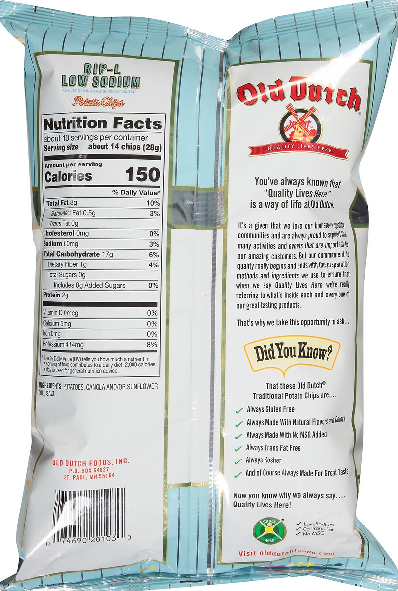 Old Dutch Family Pack RipL Low Sodium Potato Chips 9.5 oz Shipt