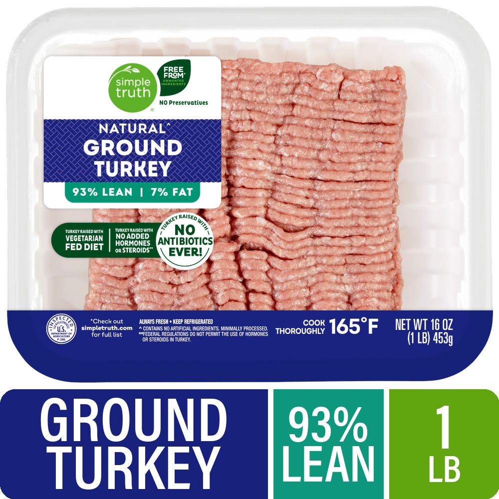 slide 1 of 5, Simple Truth Natural 93/7 Ground Turkey Tray, 16 oz