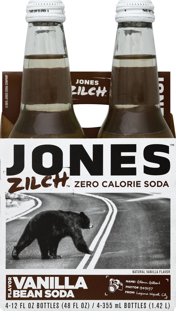 slide 4 of 4, Jones Soda Co. Jones Zilch Zero Calorie Soda Vanilla Bean Flavor, 4 ct; 12 fl oz