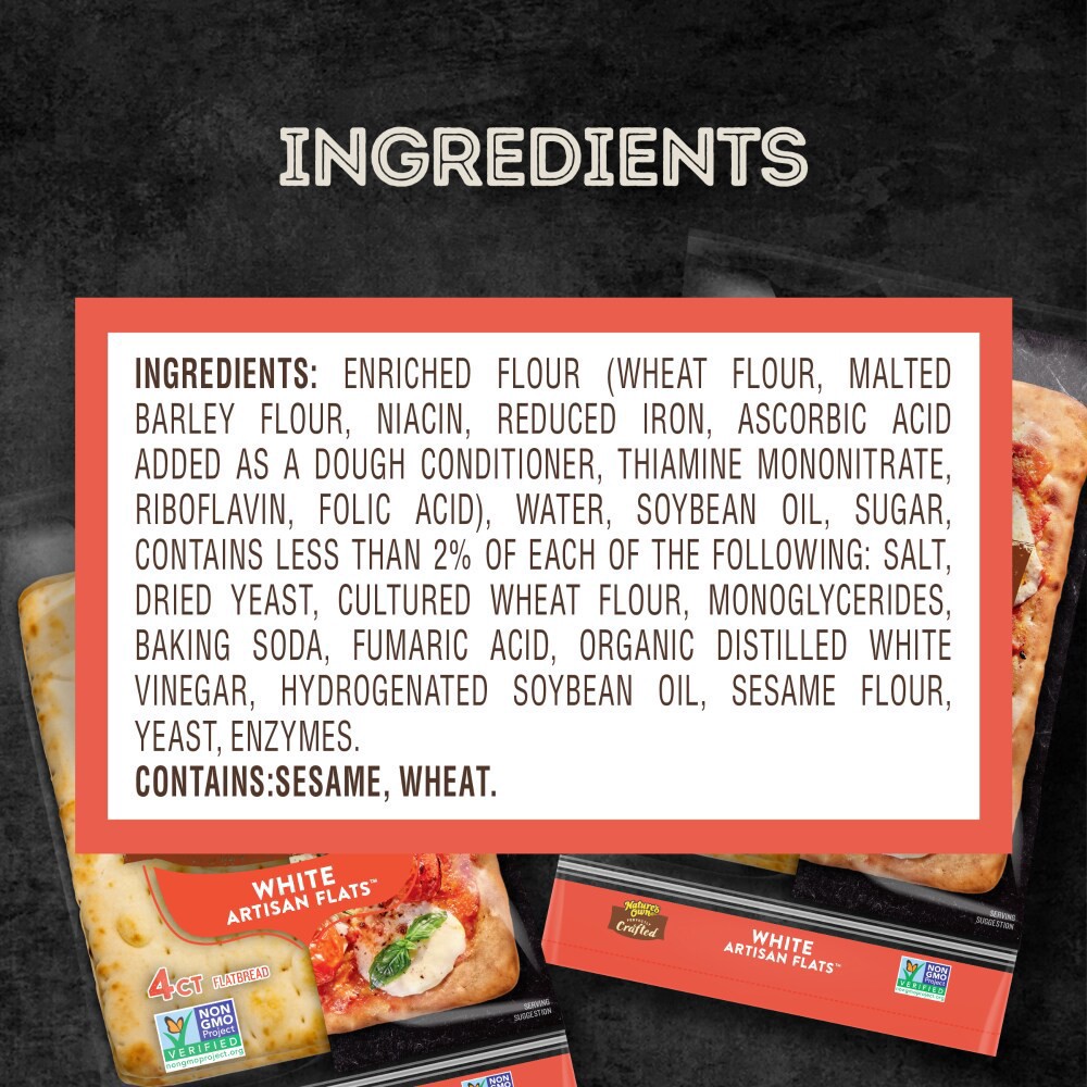 slide 3 of 6, Nature's Own Perfectly Crafted White Artisan Flats, Non-GMO Flatbread, 4 Count, 4 ct
