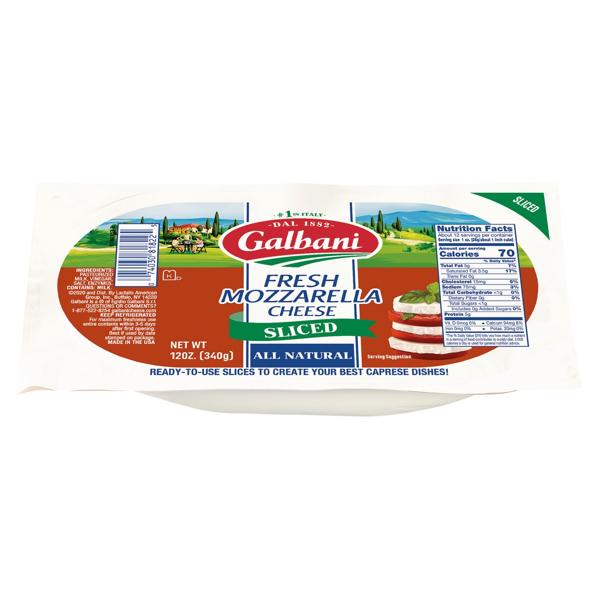 slide 1 of 4, Galbani 12oz Fresh Mozzarella Sliced Log, 12 oz