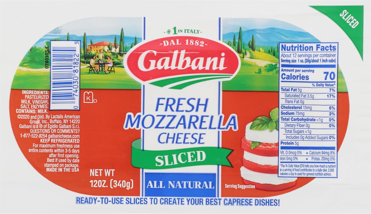 slide 3 of 4, Galbani 12oz Fresh Mozzarella Sliced Log, 12 oz