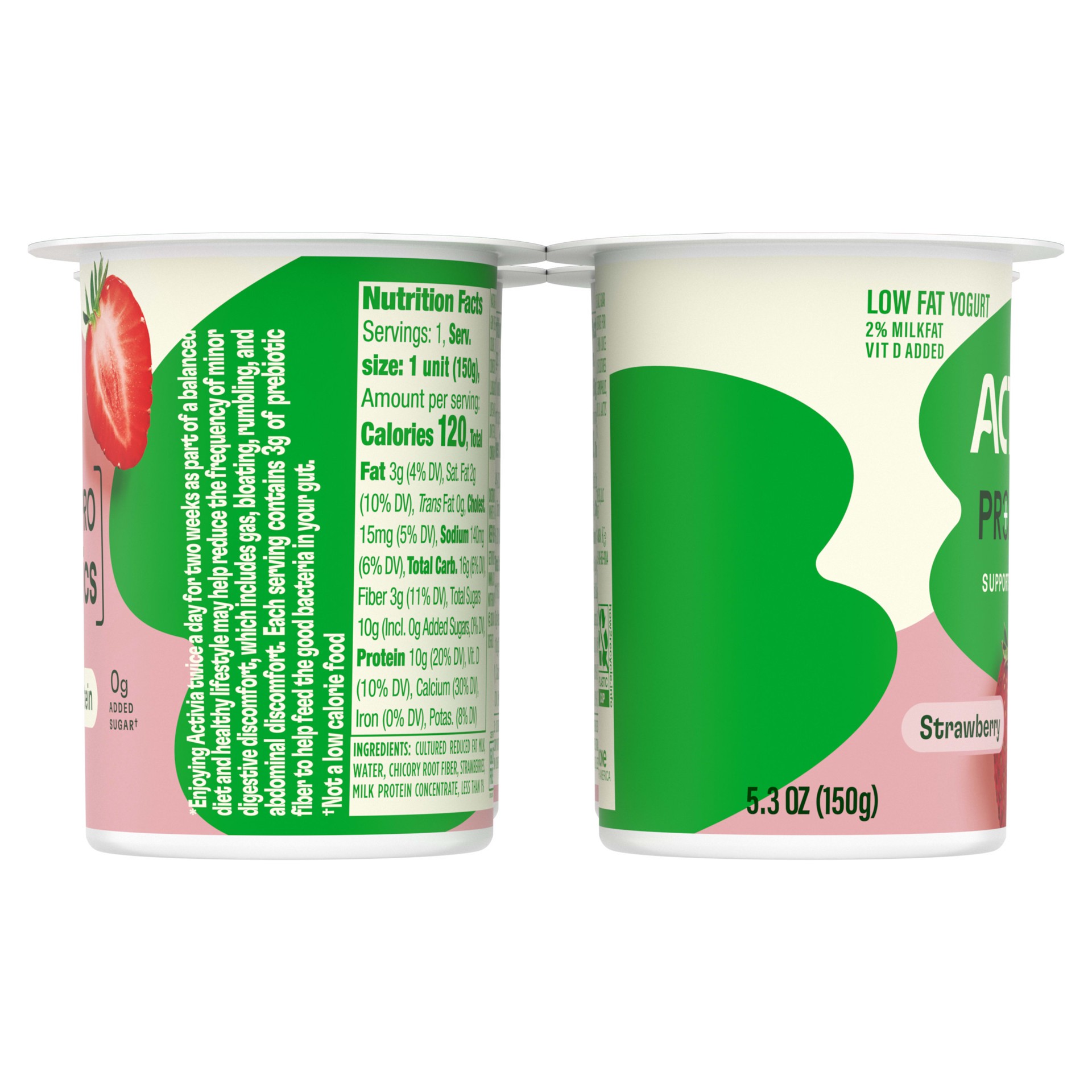 slide 4 of 5, Activia Pro+Active Low Fat Strawberry Yogurt 4 - 5.3 oz Units, 4 ct