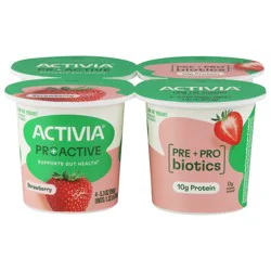 Activia Pro+Active Low Fat Strawberry Yogurt 4 - 5.3 oz Units
