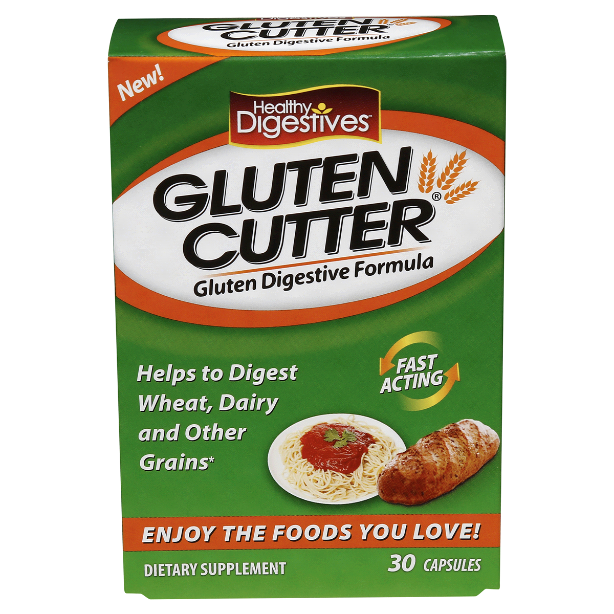 slide 1 of 1, Healthy Digestives Gluten Cutter Dietary Supplement Capsules, 30 ct