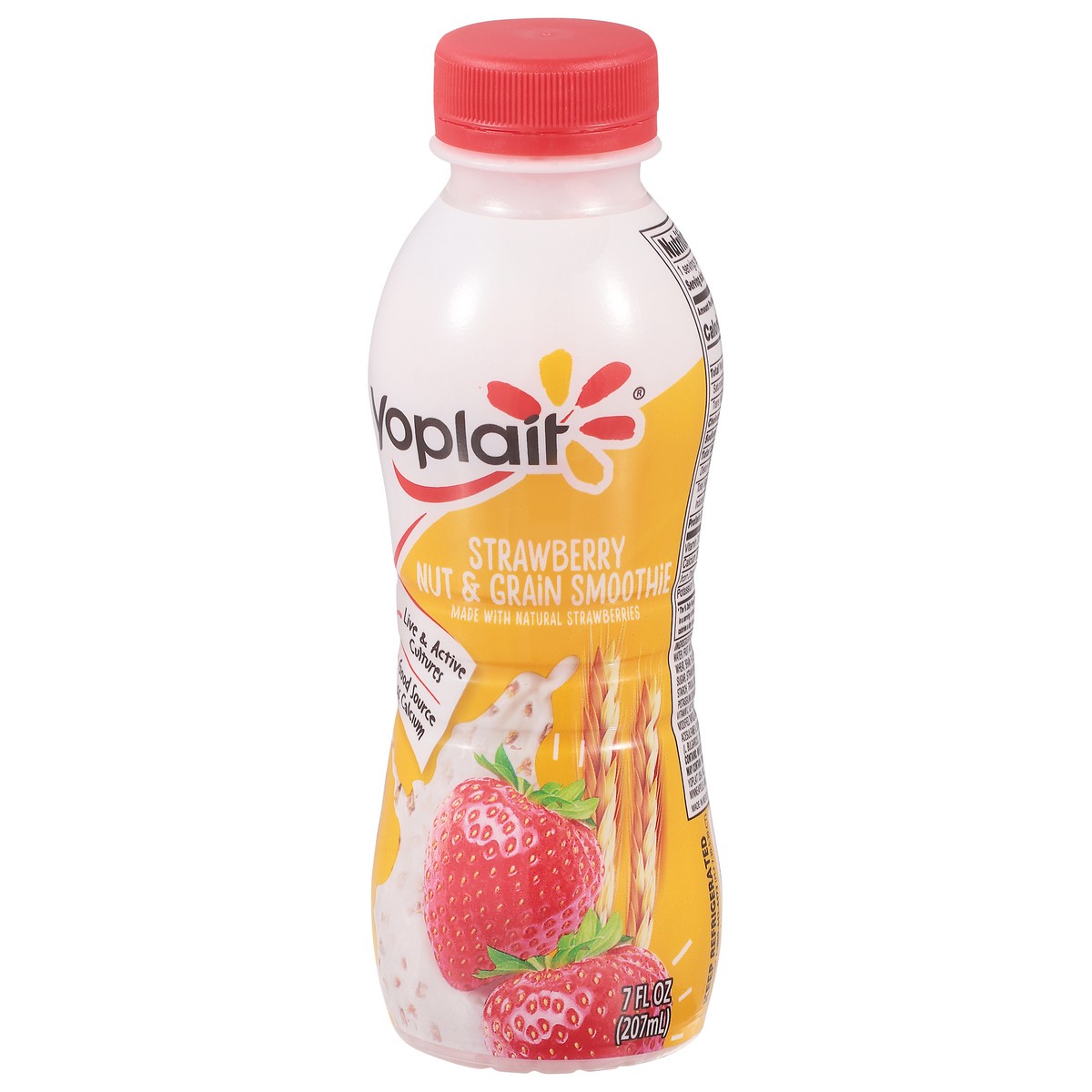 slide 5 of 9, Yoplait Nut & Grain Strawberry Smoothie 7 fl oz, 7 fl oz